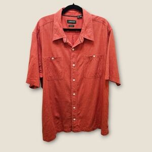 Orvis Mens XL Hemp Lyocell Blend Button Up Short Sleeve Shirt Fishing Spice